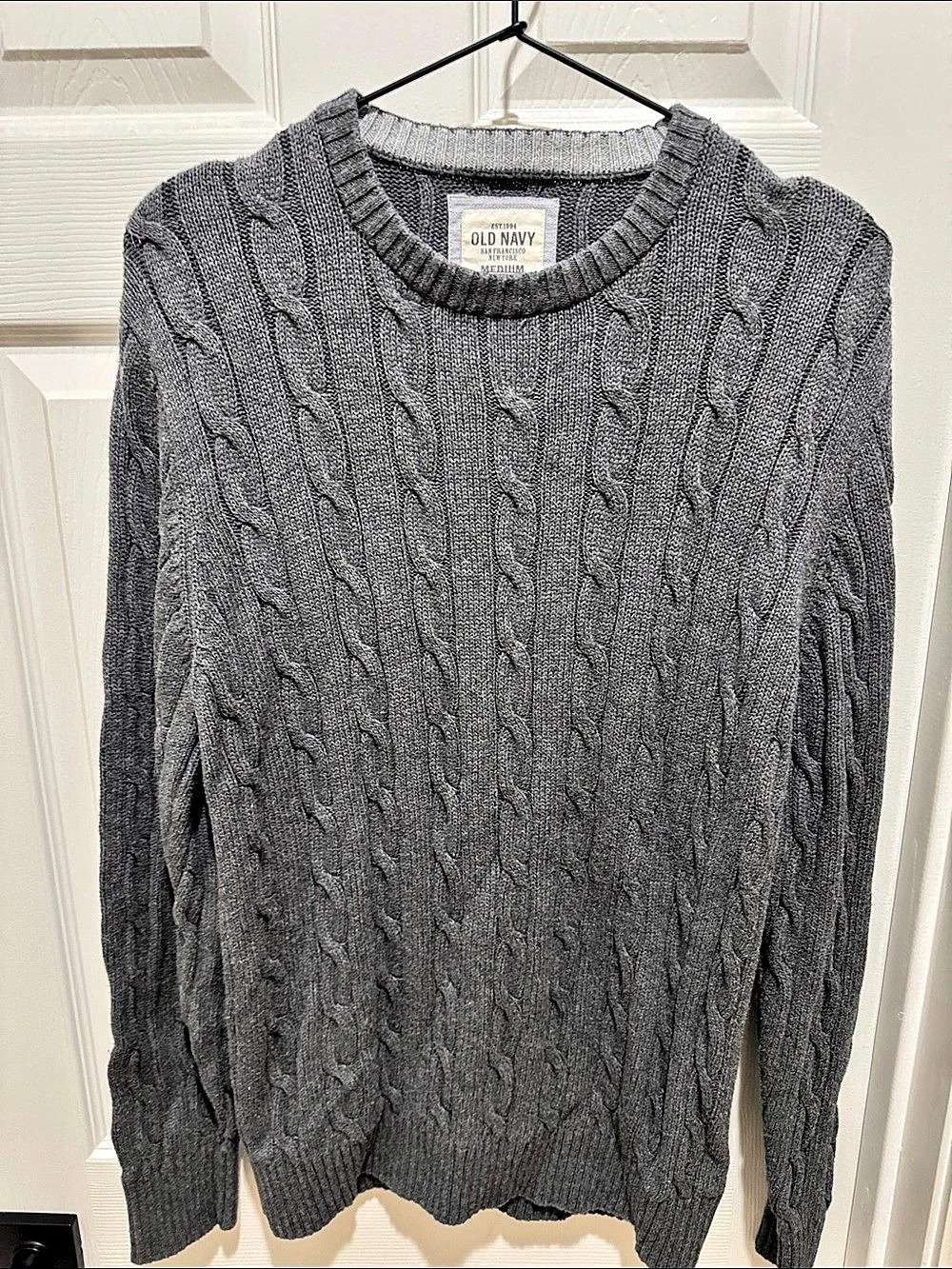 Old Navy Cable-Knit Crew-Neck Sweater Gray Medium